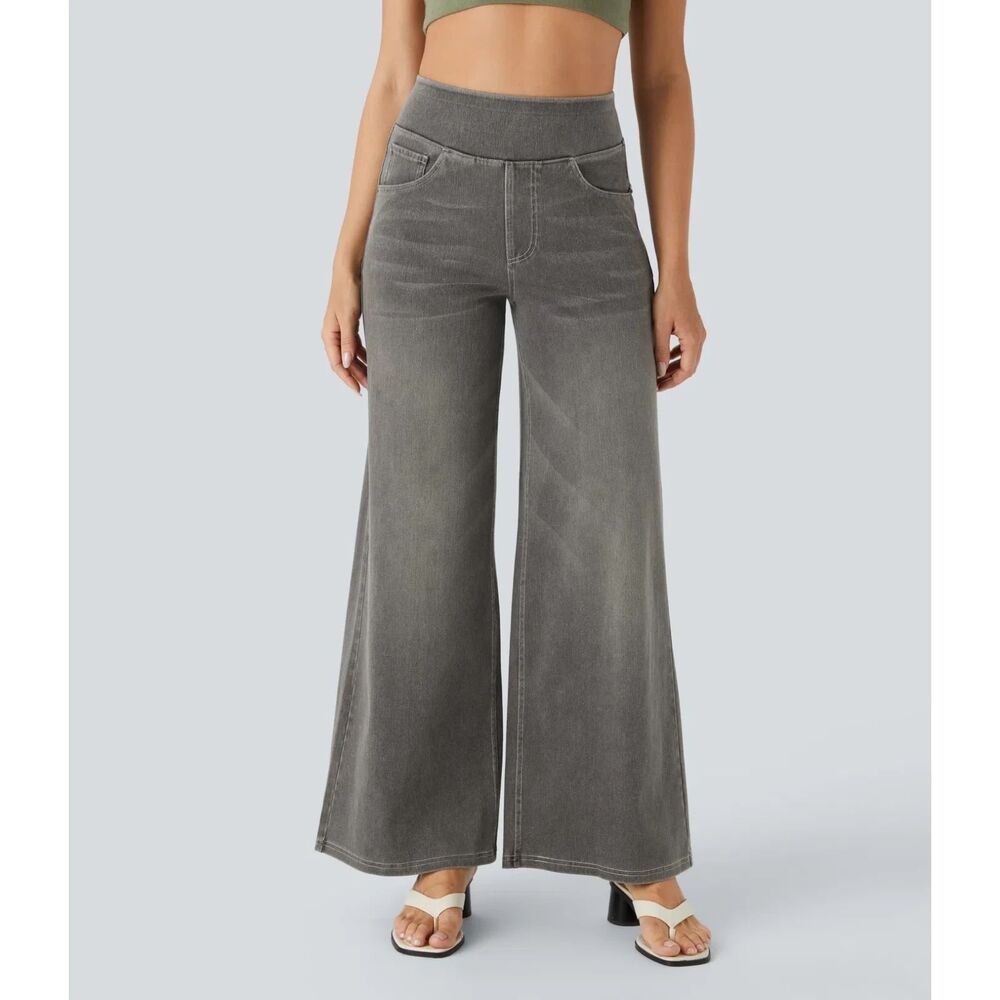 Halara Flex™ High Waisted Pockets Baggy Wide Leg  Jeans Size ****XL**** Black Ir